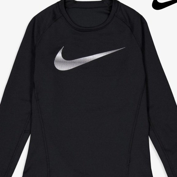 Nike Boys Pro Warm Standard-Fit Logo-Print
Long-Sleeve T-Shirt Black/white M top - Picture 6 of 13
